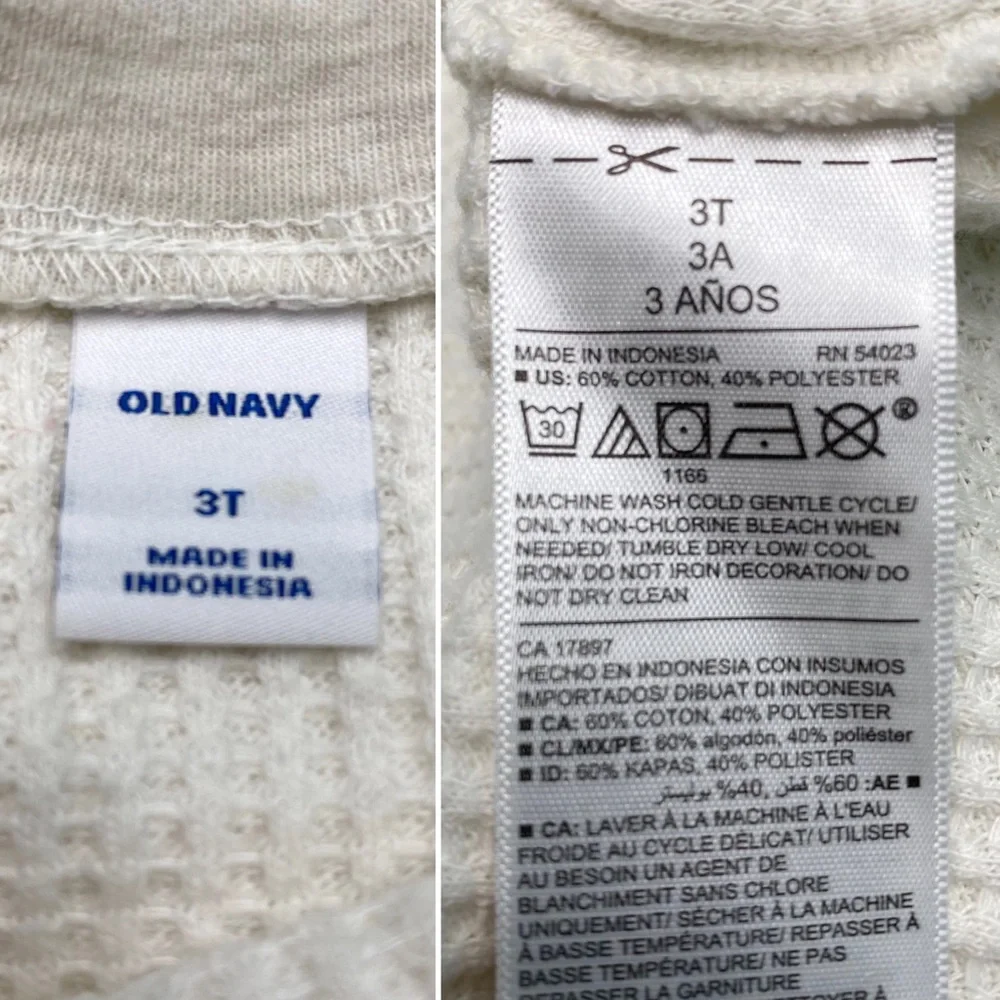 old navy | waffle knit thermal polar bear white tee 3t